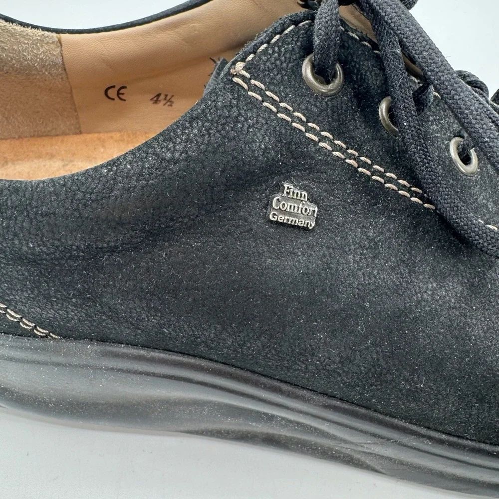 Finn Comfort Soho-S Shoes Womens 38 Black Nubuck Leather Comfort Germany Oxford